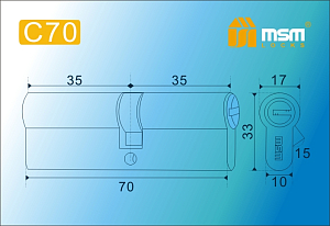 MSM Цилиндр перф. ключ-ключ , C 70 mm PB #170900